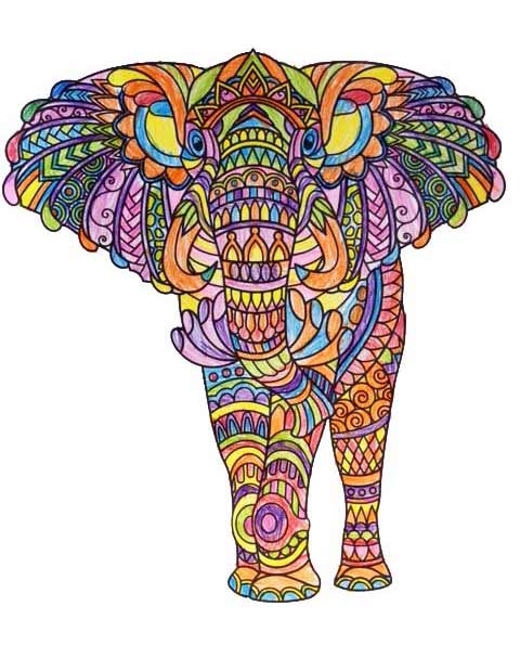 Mandala Elephant colored