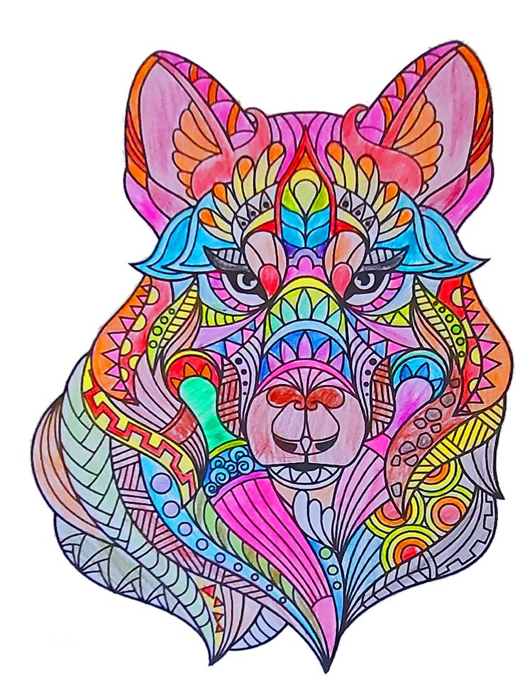 Mandala Wolf colored