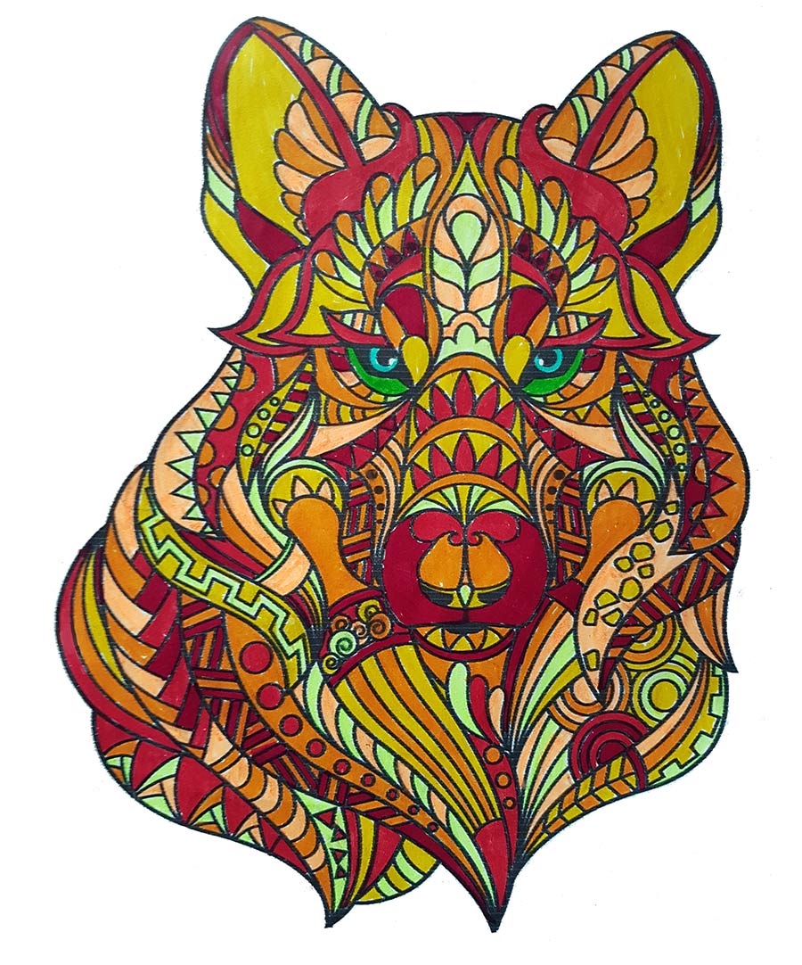 Mandala Lobo pintado