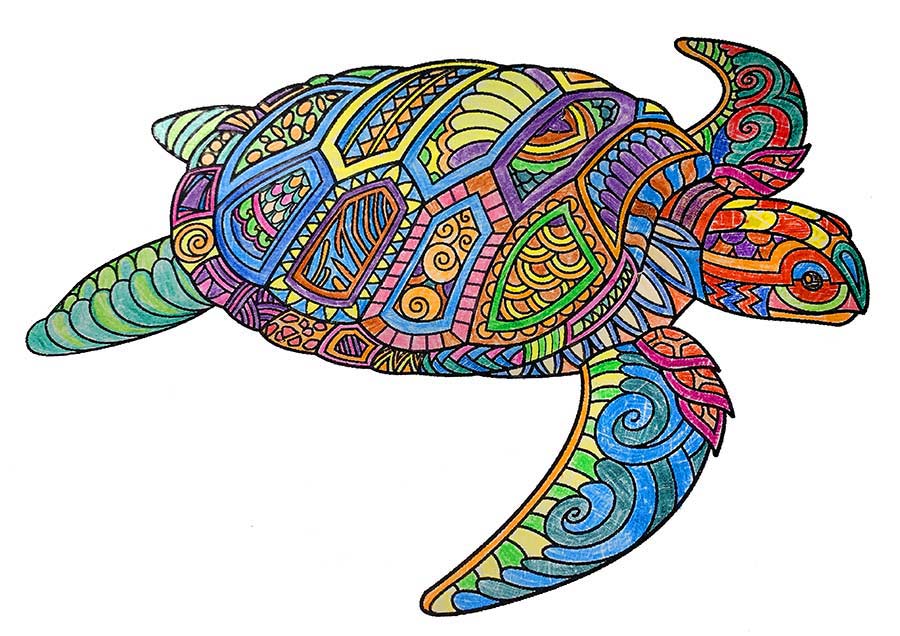 Mandala Turtle colored