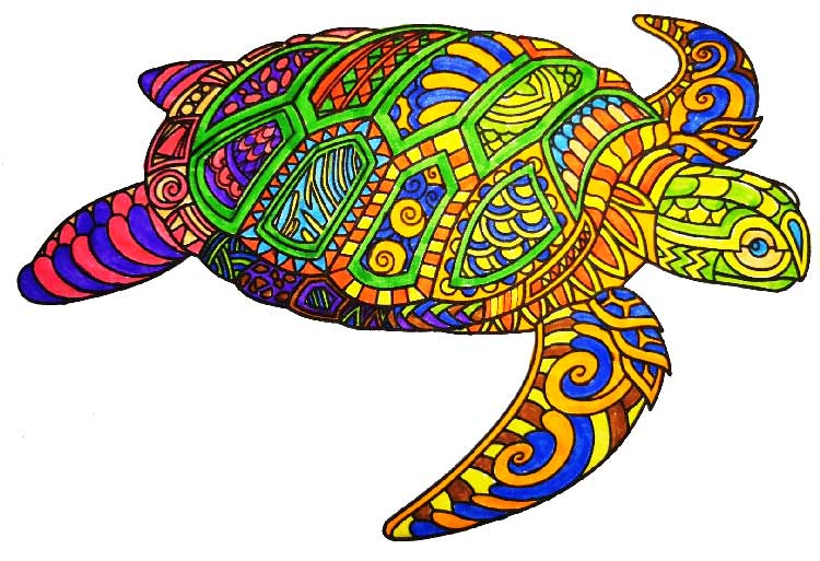 Mandala Turtle colored